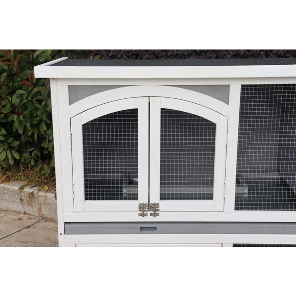 Harrisons Ravenglass Double Rabbit Hutch in a Soft Grey