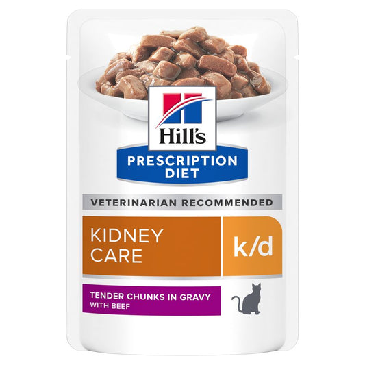 Hill's Prescription Diet K/D Kidney Wet Cat Food Beef in Gravy Pouch 85g