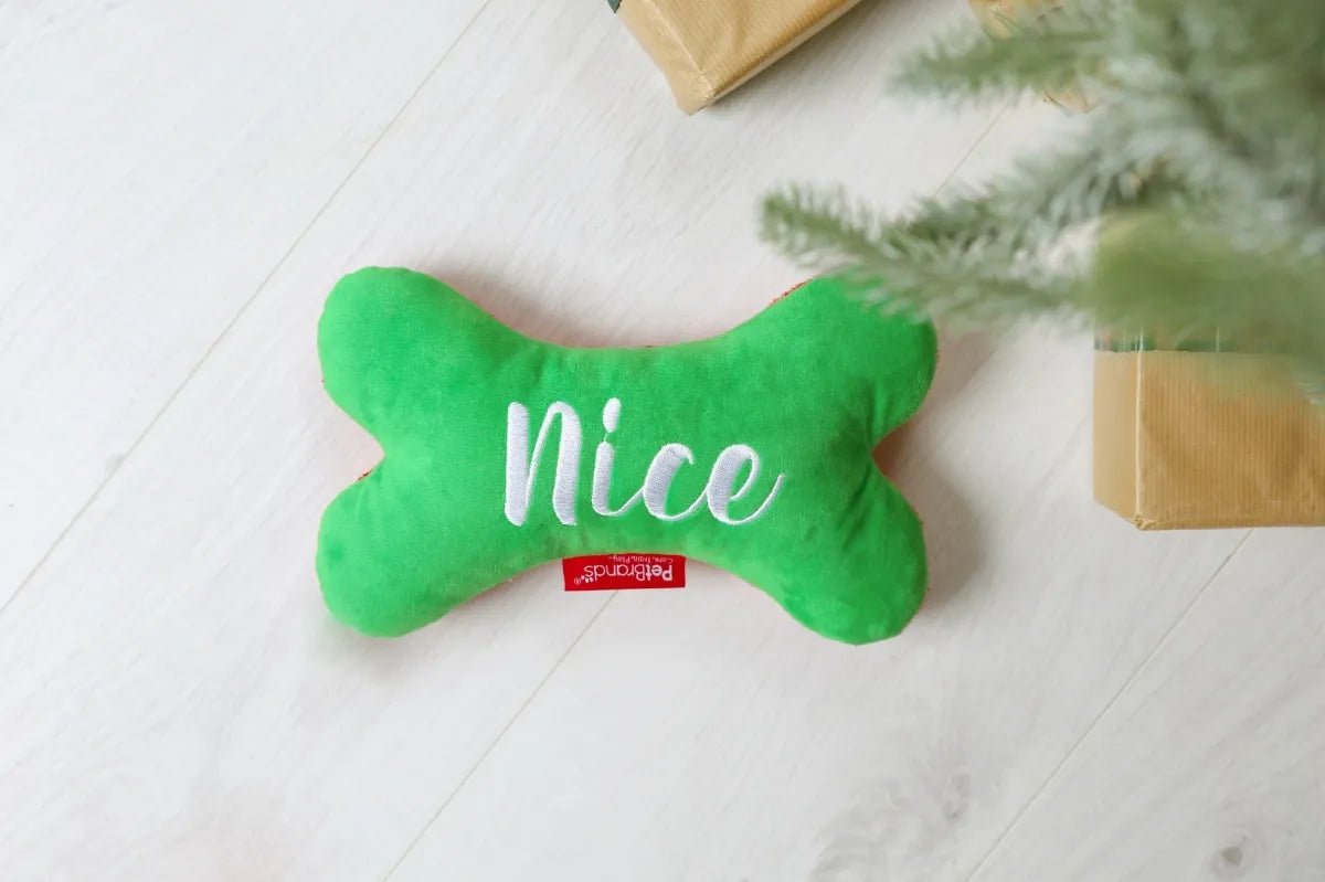 Naughty or Nice Reversible Dog Bone Toy