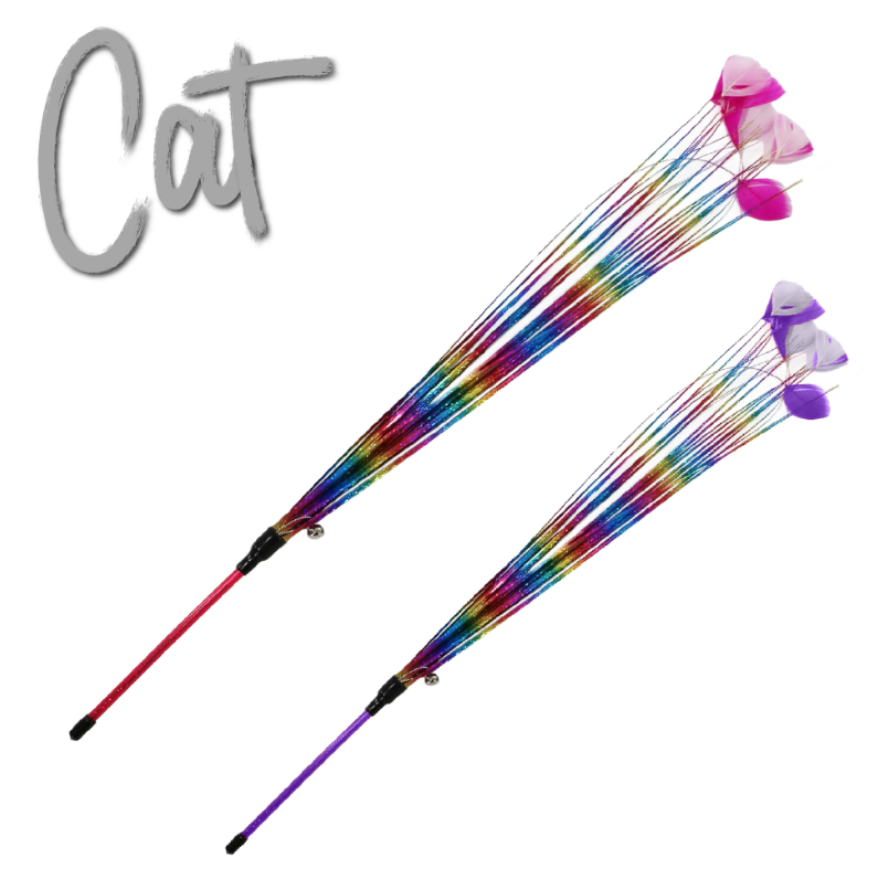 Ancol Rainbow Feather Cat Teaser Wand