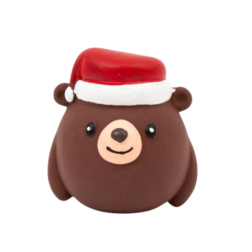 Great&Small Christmas Latex Brown Bear with Santa Hat 9cm