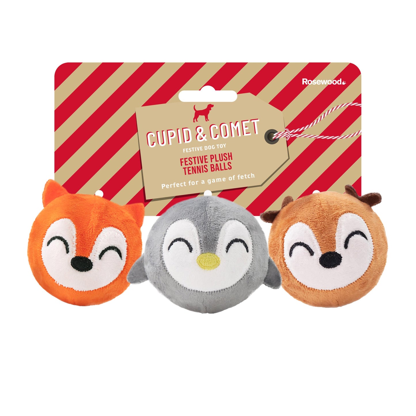 Festive Plush Tennis Balls 3 pack