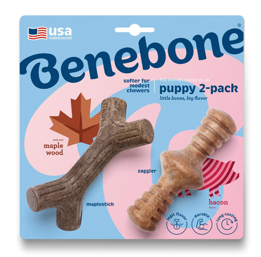 Benebone Puppy 2 Pack - Maplestick/Zaggler Bacon