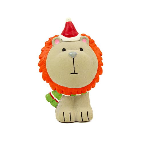 Great&Small Christmas Latex Little Lion 14cm with Santa Hat Dog Toy