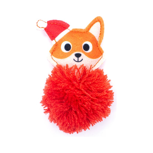 Great&Small Christmas PomPom Fox 9cm with Crackle & Catnip Cat Toy