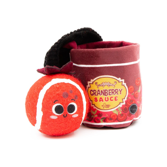 Great&Small Christmas Cranberry Sauce Jar 10cm with Tennis Ball Dog Toy