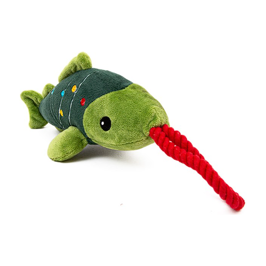 Great&Small Christmas Festive Fish with Rope Dog Toy