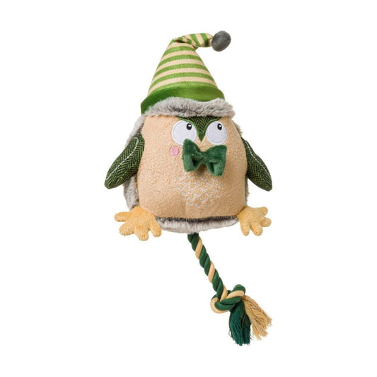 House of Paws Plush Forest Green Owl Dog Toy