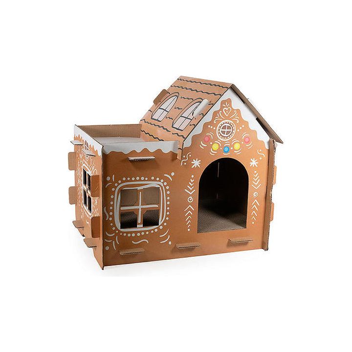 Cupid & Comet Build Your Own Cardboard Gingerbread House Cat Scratcher