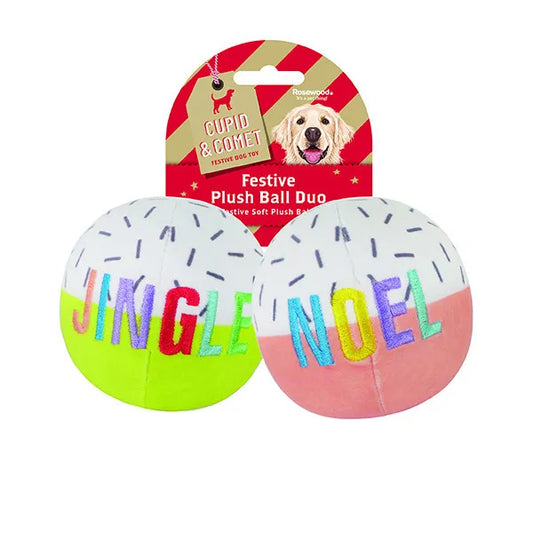 Cupid & Comet Plush Festive Dog Balls